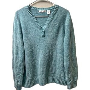 Teal Chenille Sweater Womens PXL Petite Hasting & Smith Soft Cozy V Neck Knit
